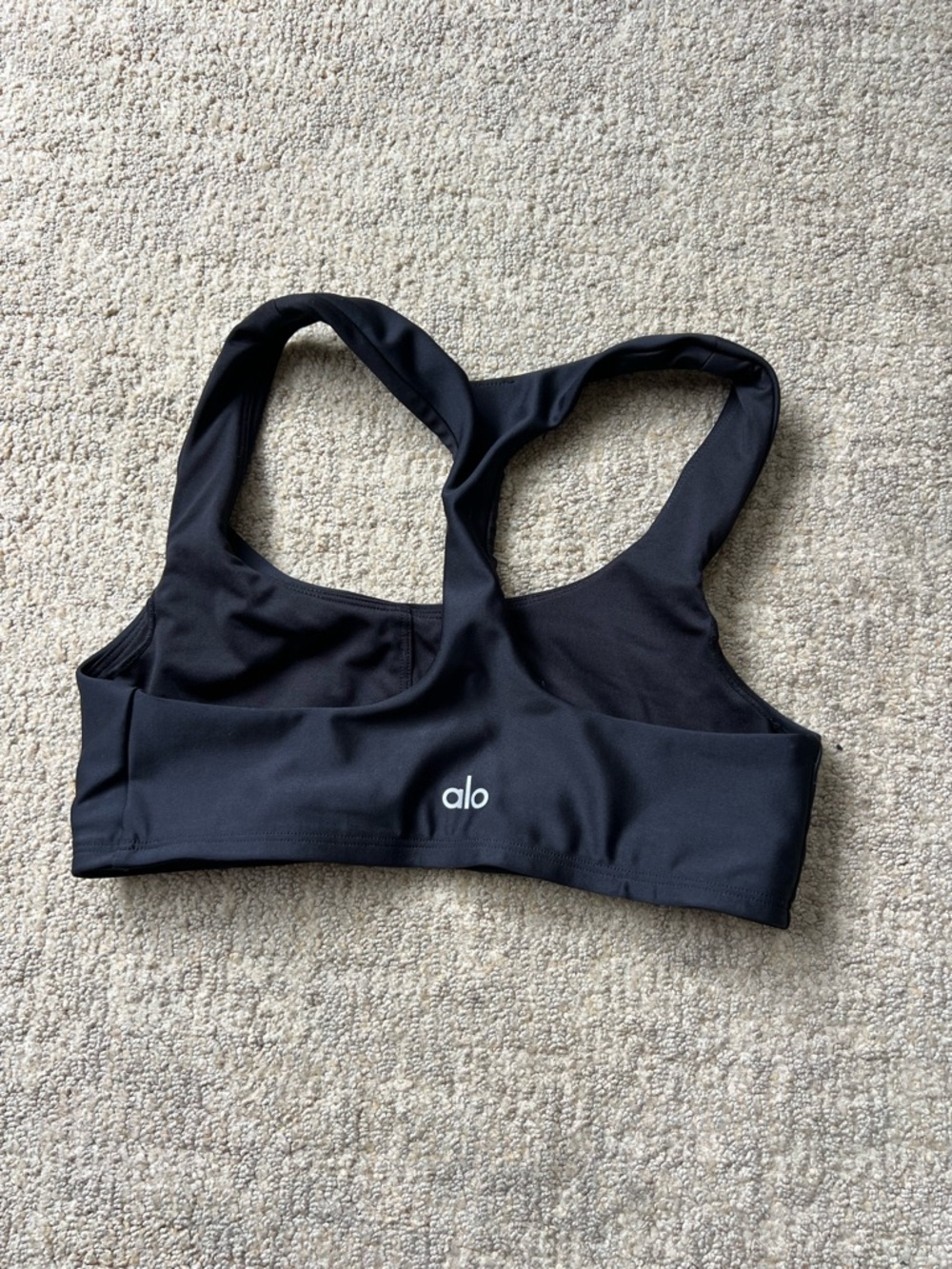 ALO Yoga Airlift Advantage Black Racerback Sports Bra - Logo Back